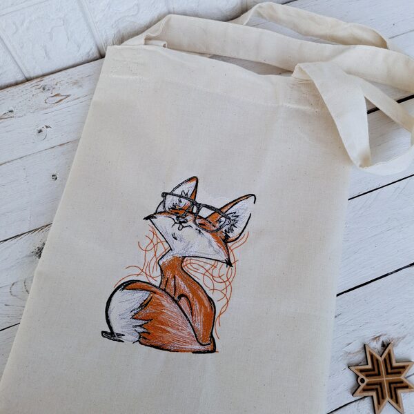 izšuvums "lapsa" , eko soma