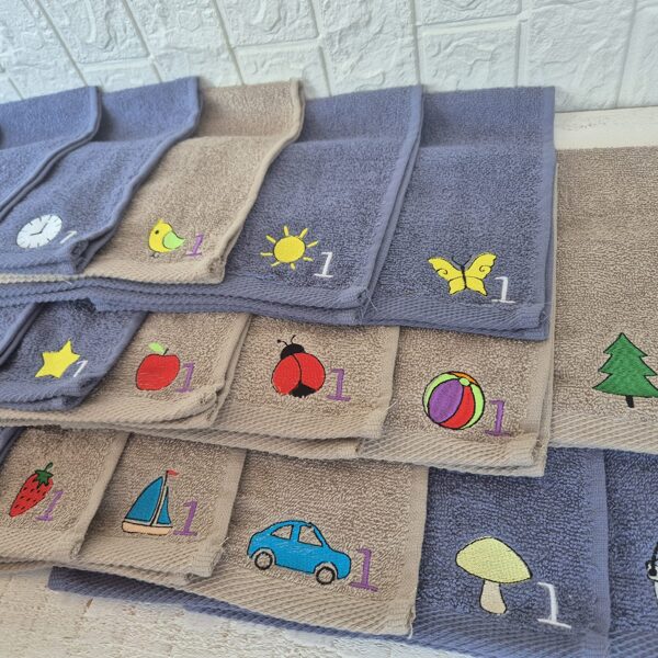 dvieļi bērnu dārzam, izšuvums