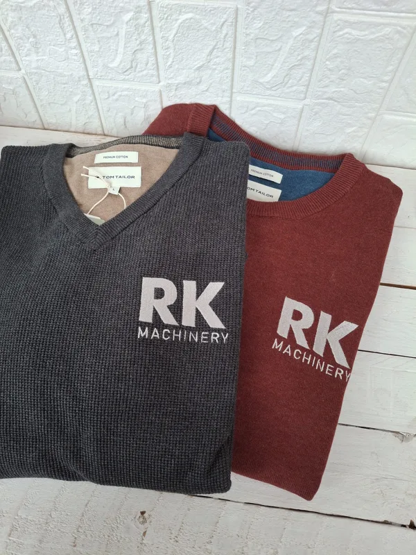 rk machinery, logo izšūšana